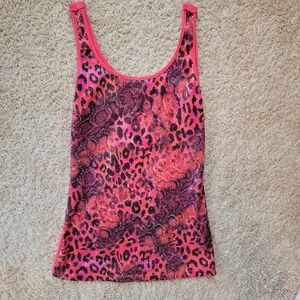 Imaginary Voyage Sequin Animal Print Tank Top Size Small